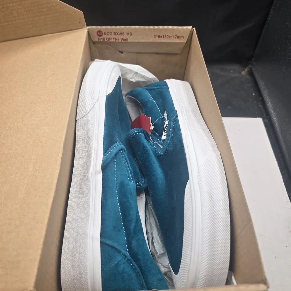 Vans Blue‎ and White Classic Slip-On Shoes